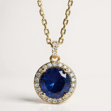 "Circle of Life" Round Portuguese Cut Pendant with Halo 7mm