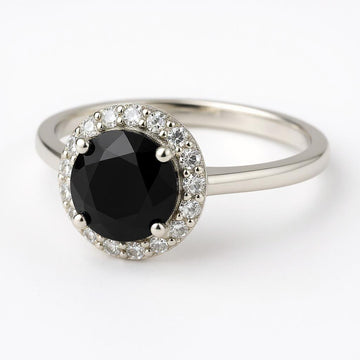 "Circle of Life" Round Portuguese Cut Ring with Halo 7mm
