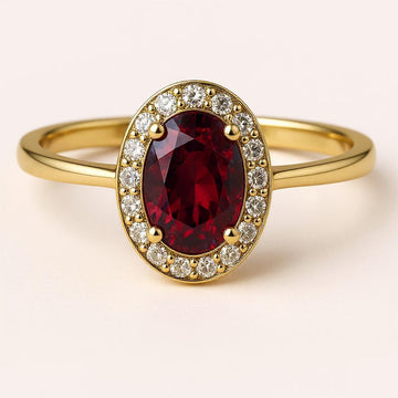 "Eternity" Oval Ring with Halo 7x5mm
