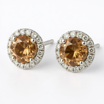"Soothing Whispers" Portuguese Cut Pierced Earrings 5mm Sterling silver w/ CZ Halo