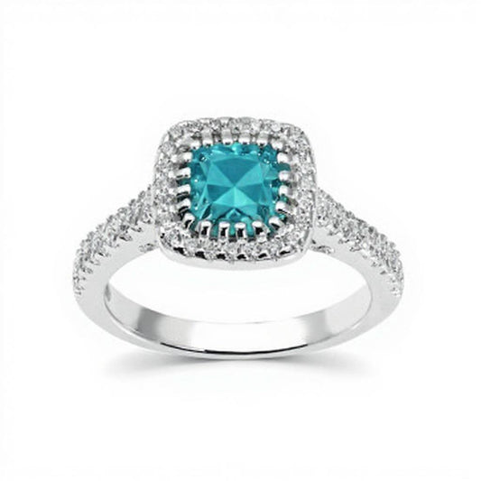 "Comforting Light" Cushion Cut w/ Cubic Zirconia Halo 6.4x6.4mm
