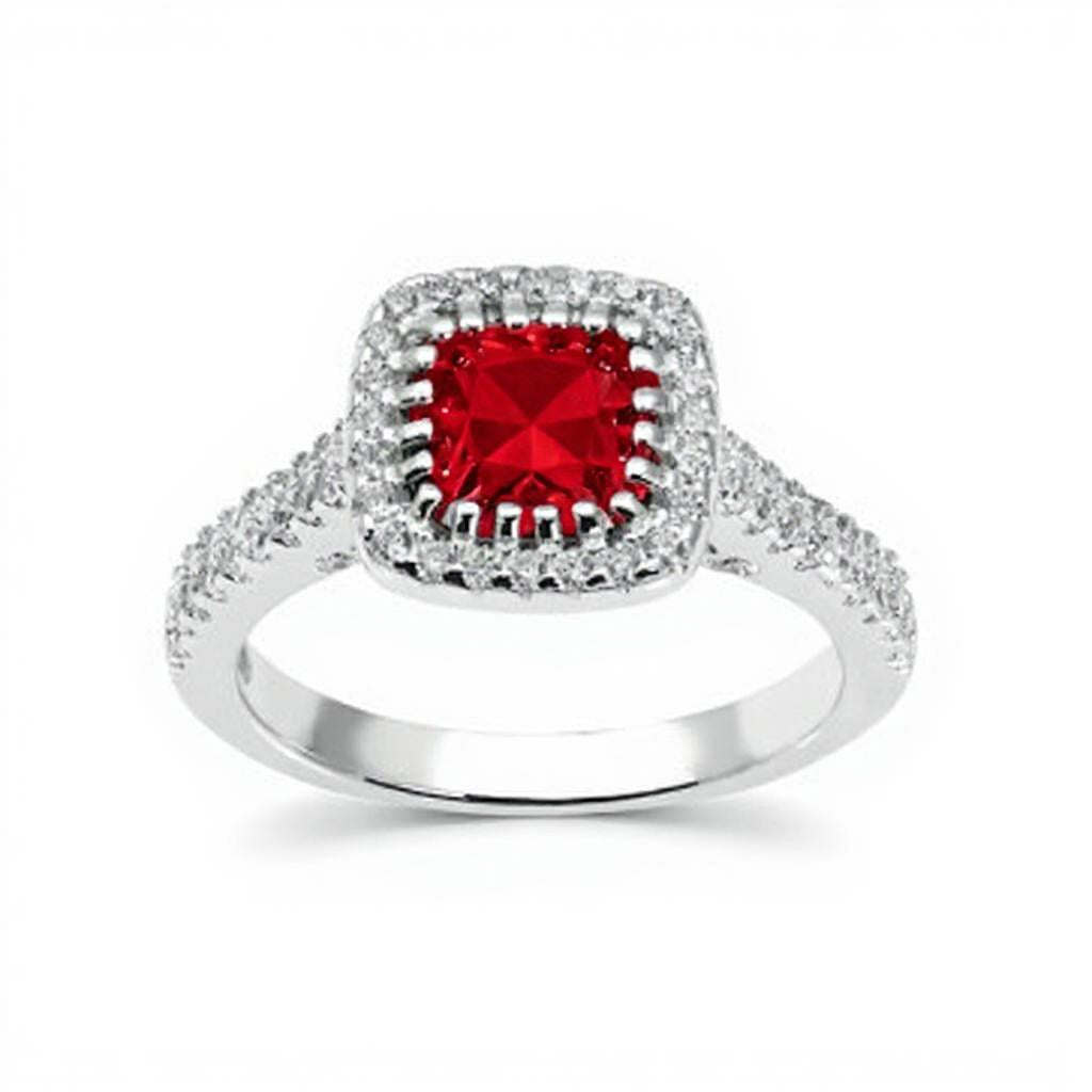 "Comforting Light" Cushion Cut w/ Cubic Zirconia Halo 6.4x6.4mm