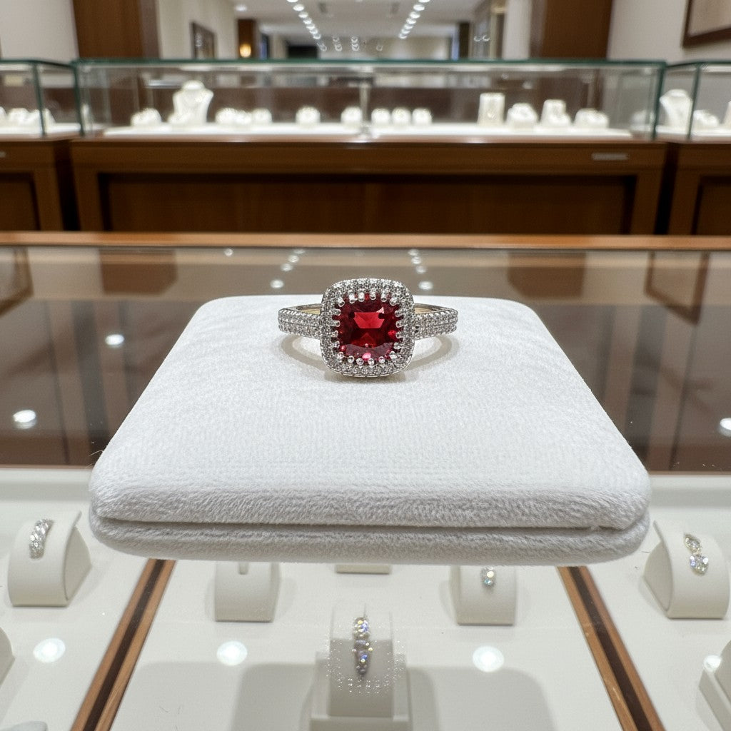 "Comforting Light" Cushion Cut w/ Cubic Zirconia Halo 6.4x6.4mm