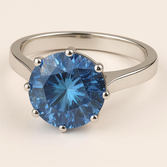 "Circle of Life" Round Portuguese Cut Ring 8MM Stone