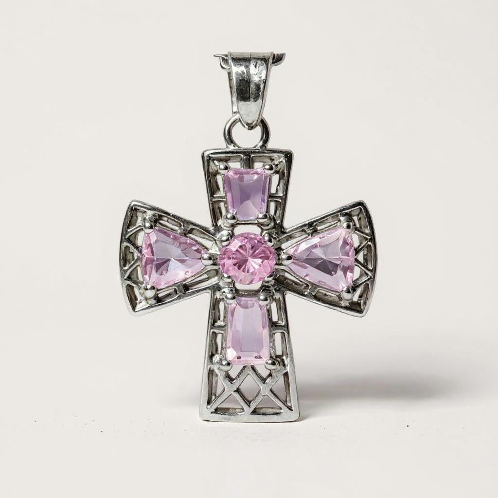 "Tranquility Cross" Pendant 5 stones, Overall size 28x22.3mm