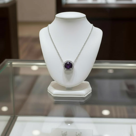 "Endless Love Collection" 14k Gold w/ Diamond Halo Portuguese Cut Pendant 5.5mm