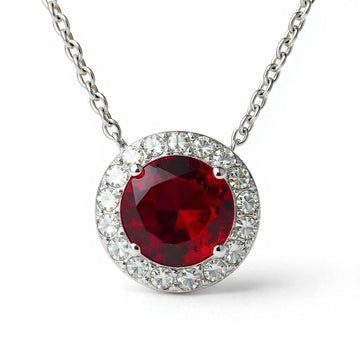 "Endless Love Collection" 14k Gold w/ Diamond Halo Portuguese Cut Pendant 5.5mm