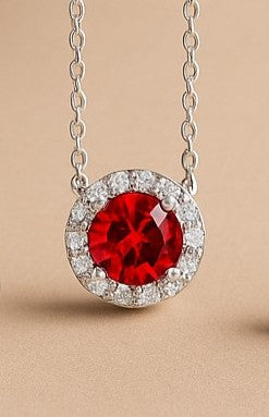 "Endless Love Collection" Round Portuguese Cut Pendant with Halo 5.5mm