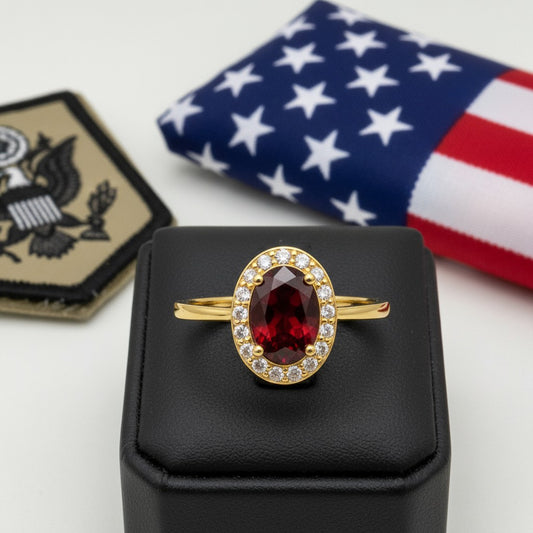 "Eternity" Oval Ring with Halo 7x5mm