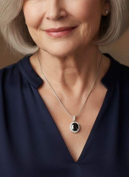 "Eternity" Oval Pendant with Halo 7x5mm