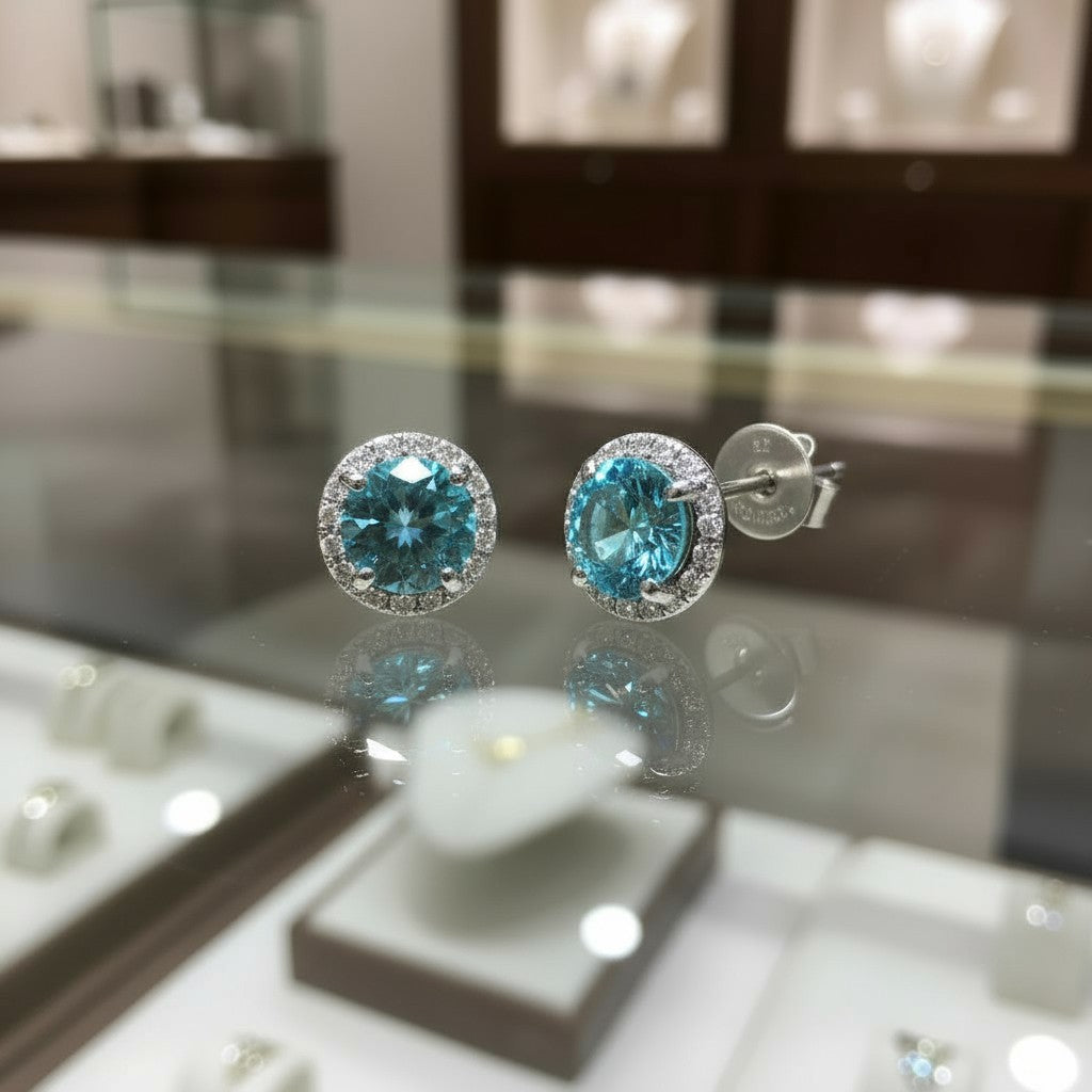 "Soothing Whispers" Portuguese Cut Pierced Earrings 5mm Sterling silver w/ CZ Halo