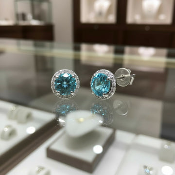 "Soothing Whispers" Portuguese Cut Pierced Earrings 5mm Sterling silver w/ CZ Halo