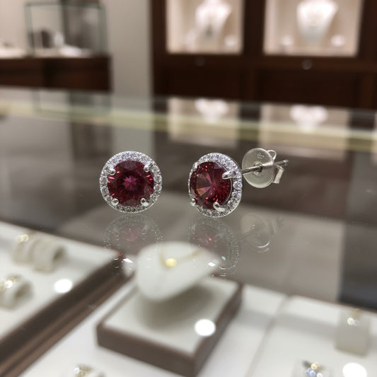 "Soothing Whispers" Portuguese Cut Pierced Earrings 5mm Sterling silver w/ CZ Halo