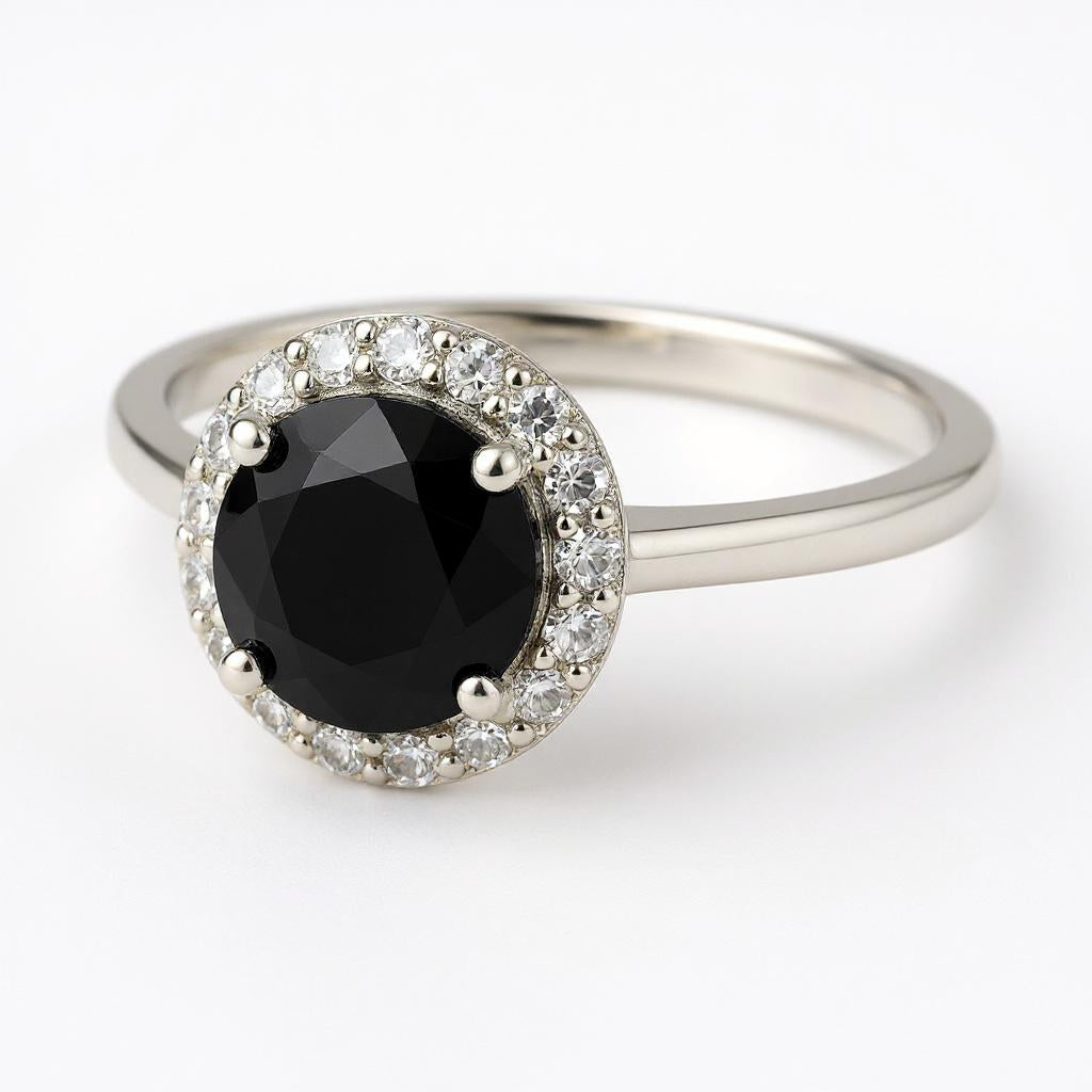 "Circle of Life" Round Portuguese Cut Ring with Halo 7mm