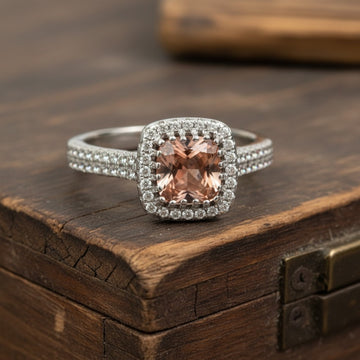 "Comforting Light" Cushion Cut w/ Cubic Zirconia Halo 6.4x6.4mm