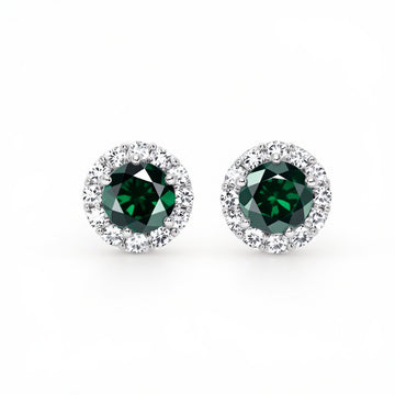 "Endless Love Collection" 14K gold w/ Diamond Halo Earrings Portuguese Cut 5.5mm